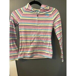 North face girls size 10/12 rainbow striped fleece light weight jacket coat